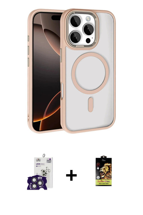 ieg™ iPhone 16 Pro Max Kılıf Kıvılcım Prime - Siyah Buffer Cam Ekran Koruyucu + Titanyum Gri Bilvis