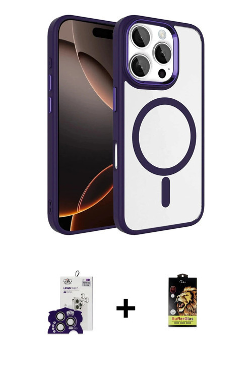 ieg™ iPhone 16 Pro Max Kılıf Kıvılcım Prime - Siyah Buffer Cam Ekran Koruyucu + Titanyum Gri Bilvis