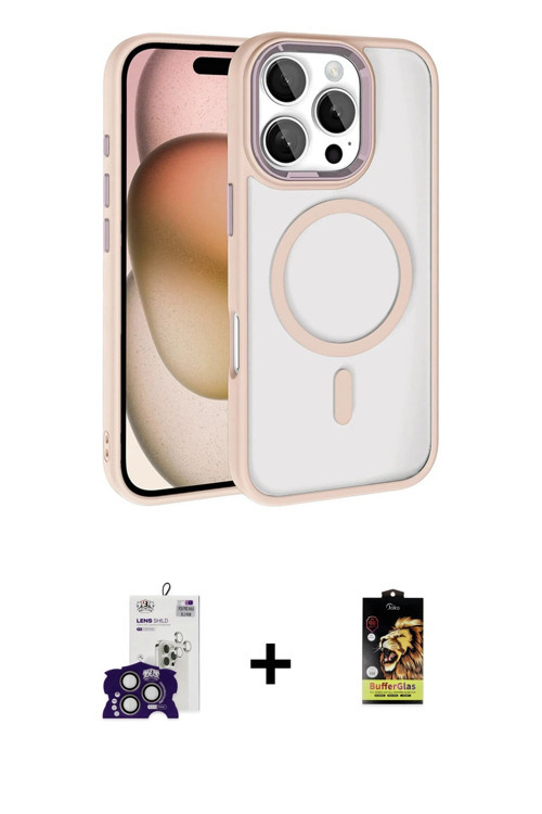 ieg™ iPhone 16 Pro Max Kılıf Kıvılcım Prime - Siyah Buffer Cam Ekran Koruyucu + Titanyum Gri Bilvis