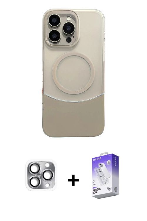 ieg™ iPhone 16 Pro Max Kılıf Kozmos Form Özel Seri - Siyah Bilvis 5in1 3D Magic Cam Ekran Koruyucu +