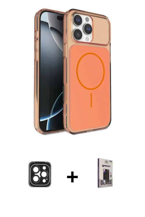 ieg™ iPhone 16 Pro Max Kılıf Kutup Doku Serisi - Siyah Bilvis Hayalet Cam Ekran Koruyucu + Siyah PVD