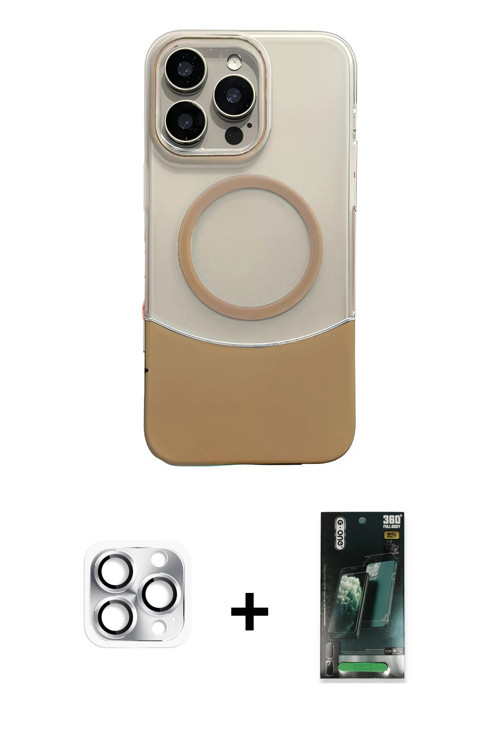 ieg™ iPhone 16 Pro Max Kılıf Kozmos Form Özel Seri - Siyah 360 Mat Full Body Arka Koruyucu + Gümüş P