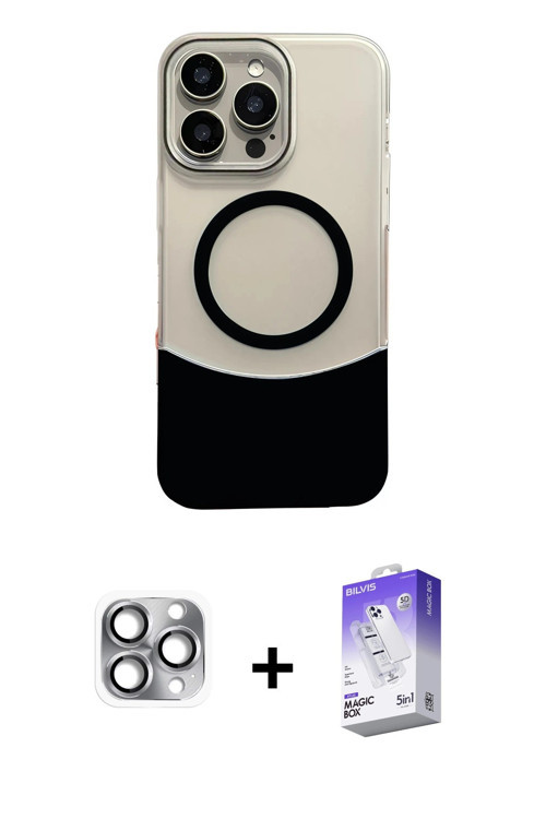ieg™ iPhone 16 Pro Max Kılıf Kozmos Form Özel Seri - Siyah Bilvis 5in1 3D Magic Cam Ekran Koruyucu +