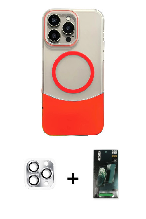 ieg™ iPhone 16 Pro Max Kılıf Kozmos Form Özel Seri - Siyah 360 Mat Full Body Arka Koruyucu + Gümüş P