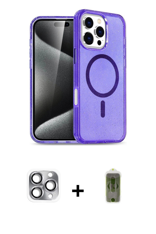ieg™ iPhone 16 Pro Max Kılıf Nova Asil Prime - Siyah Joko Magic 5D Hayalet Cam + Gri Pers Alüminyum