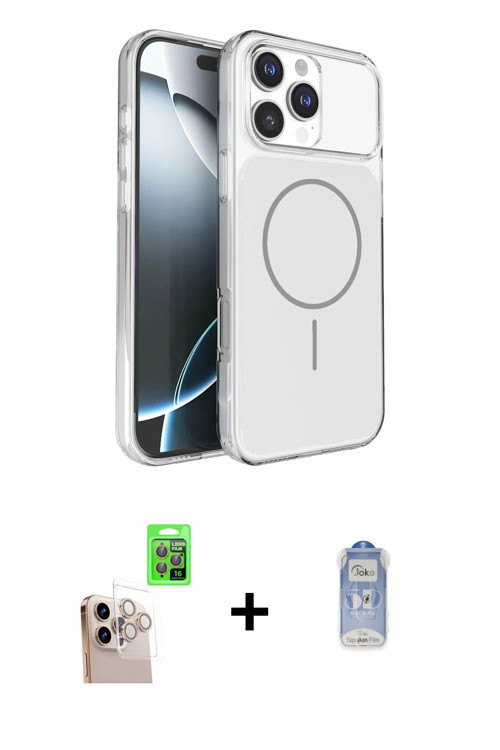 ieg™ iPhone 16 Pro Max Kılıf Kutup Doku Serisi - Siyah Joko Magic 5D Cam + Natural Grey Raze Metal K