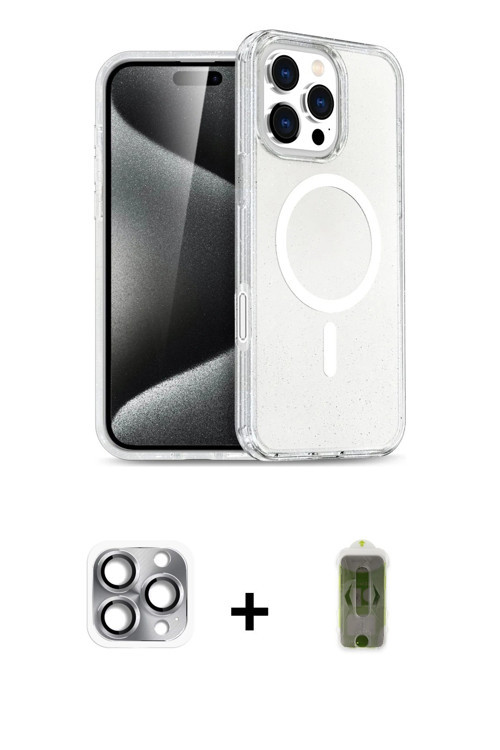 ieg™ iPhone 16 Pro Max Kılıf Nova Asil Prime - Siyah Joko Magic 5D Hayalet Cam + Gri Pers Alüminyum