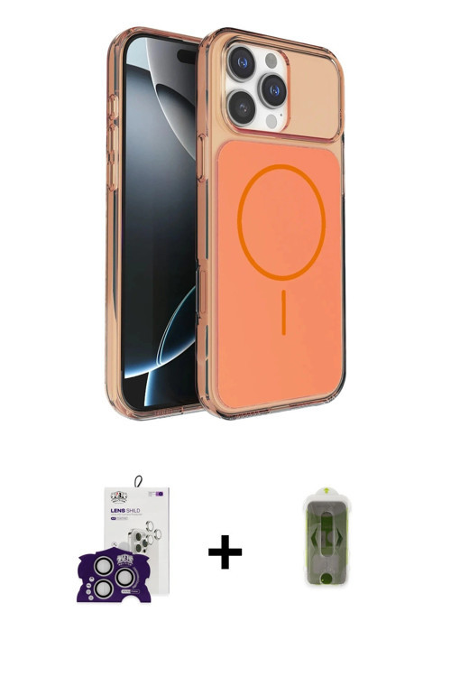 ieg™ iPhone 16 Pro Max Kılıf Kutup Doku Serisi - Siyah Joko Magic 5D Hayalet Cam + Gümüş Bilvis Tita
