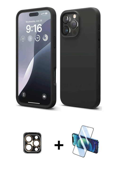iPhone 16 Pro Max Kılıf Kozmos Yansıma Özel Seri - Siyah 3D Antistatik Seramik Nano Ekran Koruy