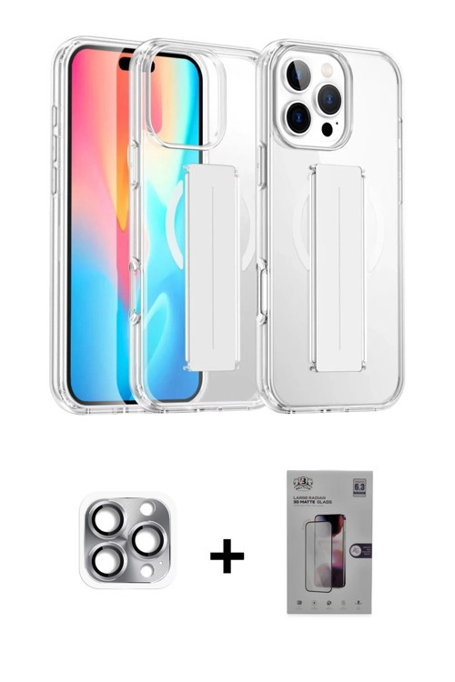 ieg™ iPhone 16 Pro Max Kılıf Nova Işık Koleksiyonu - Siyah Bilvis 3D Mat Cam Ekran Koruyucu + Gri Pe