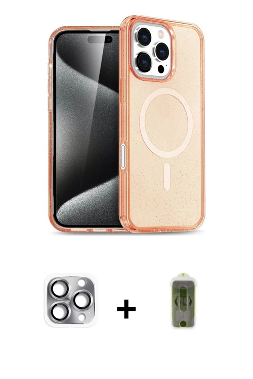 ieg™ iPhone 16 Pro Max Kılıf Nova Asil Prime - Siyah Joko Magic 5D Hayalet Cam + Gri Pers Alüminyum