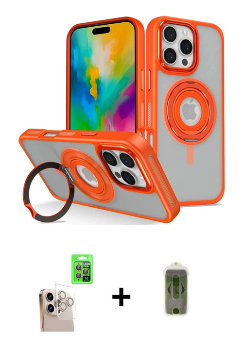 ieg™ iPhone 16 Pro Max Kılıf Nova Minimal Serisi - Siyah Joko Magic 5D Hayalet Cam + Natural Grey Ra