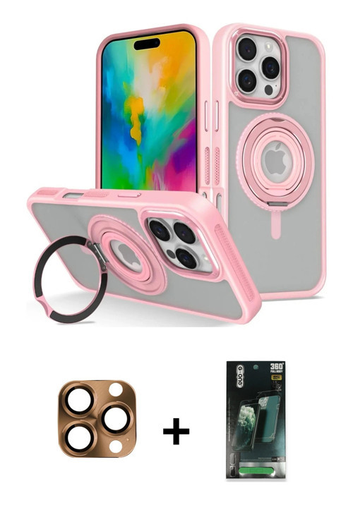 ieg™ iPhone 16 Pro Max Kılıf Nova Minimal Serisi - Siyah 360 Mat Full Body Arka Koruyucu + Çöl Titan