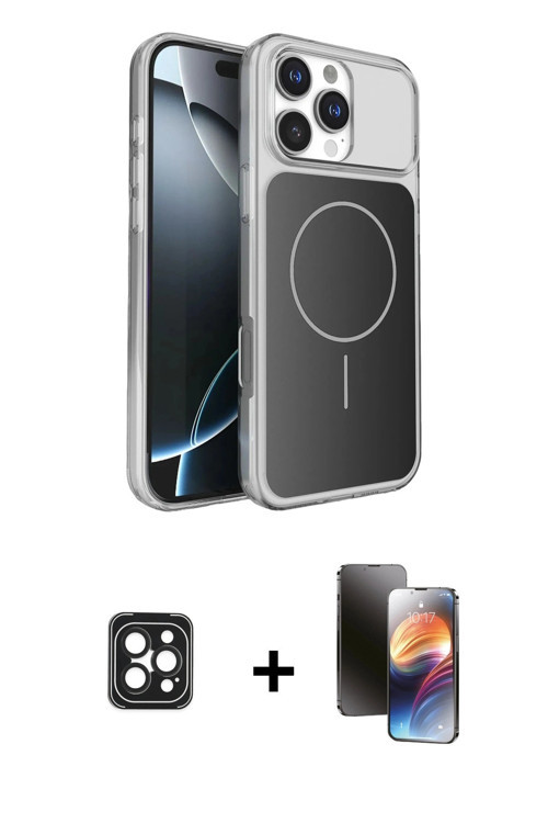 ieg™ iPhone 16 Pro Max Kılıf Kutup Doku Serisi - Siyah 3D Antistatik Mat Seramik Nano Ekran Koruyucu