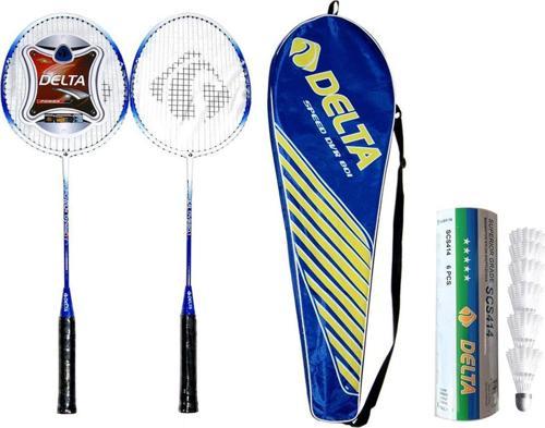 2 Adet Tek Parça Deluxe Badminton Raketi + Çantası + 6 Adet Dengeli Hız Badminton Topu Seti