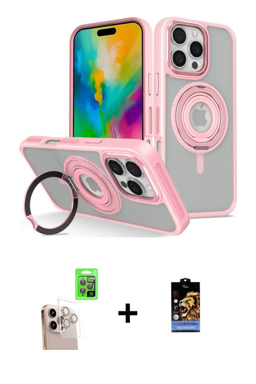 ieg™ iPhone 16 Pro Max Kılıf Nova Minimal Serisi - Siyah Buffer Hayalet Cam Ekran Koruyucu + Natural