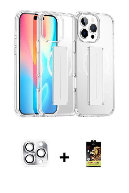 ieg™ iPhone 16 Pro Max Kılıf Nova Işık Koleksiyonu - Siyah Buffer Cam Ekran Koruyucu + Gümüş Pers Al