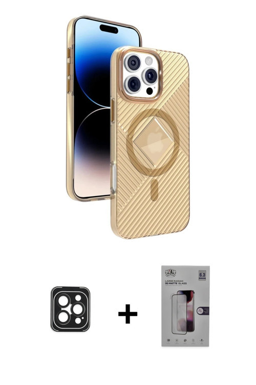 ieg™ iPhone 16 Pro Max Kılıf Nova Modern Prime - Siyah Bilvis 3D Mat Cam Ekran Koruyucu + Siyah PVD