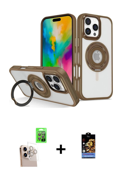 ieg™ iPhone 16 Pro Max Kılıf Nova Minimal Serisi - Siyah Buffer Hayalet Cam Ekran Koruyucu + Natural