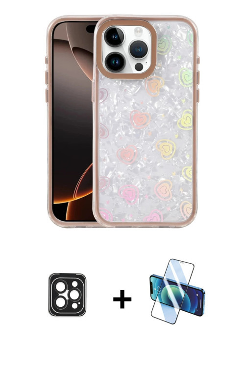 ieg™ iPhone 16 Pro Max Kılıf Odak Prime - Siyah 3D Antistatik Cam Ekran Koruyucu + Siyah PVD Metal K