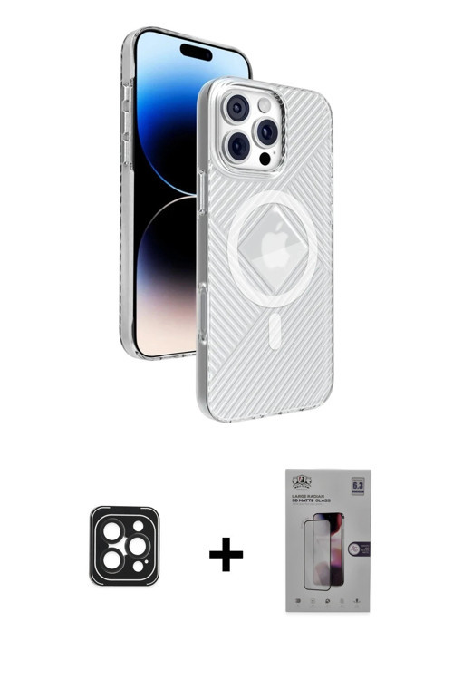 ieg™ iPhone 16 Pro Max Kılıf Nova Modern Prime - Siyah Bilvis 3D Mat Cam Ekran Koruyucu + Siyah PVD