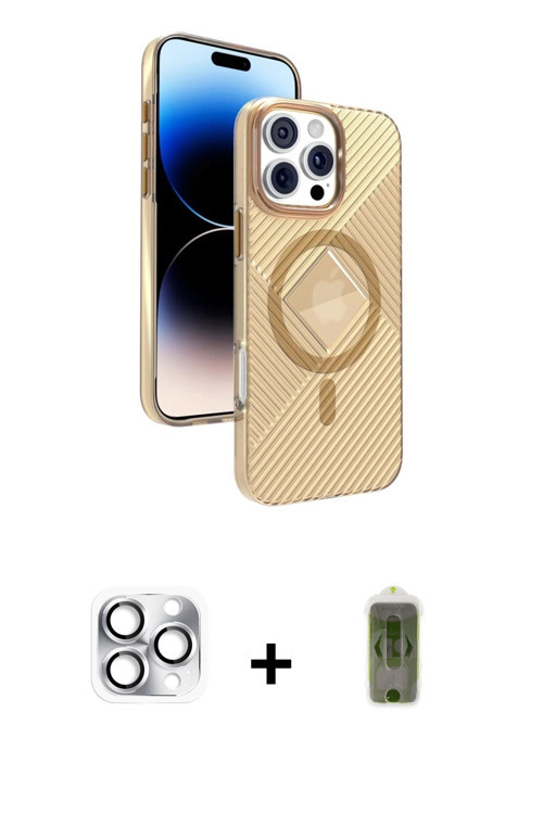ieg™ iPhone 16 Pro Max Kılıf Nova Modern Prime - Siyah Joko Magic 5D Hayalet Cam + Gümüş Pers Alümin