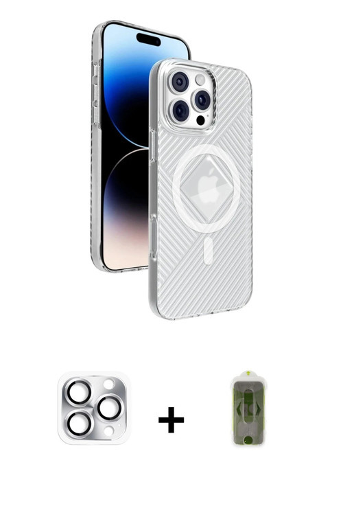 ieg™ iPhone 16 Pro Max Kılıf Nova Modern Prime - Siyah Joko Magic 5D Hayalet Cam + Gümüş Pers Alümin