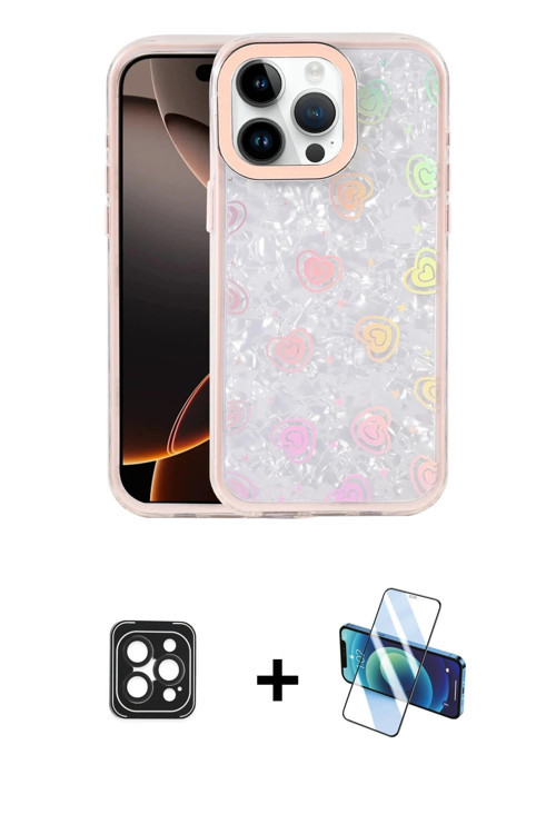 ieg™ iPhone 16 Pro Max Kılıf Odak Prime - Siyah 3D Antistatik Cam Ekran Koruyucu + Siyah PVD Metal K