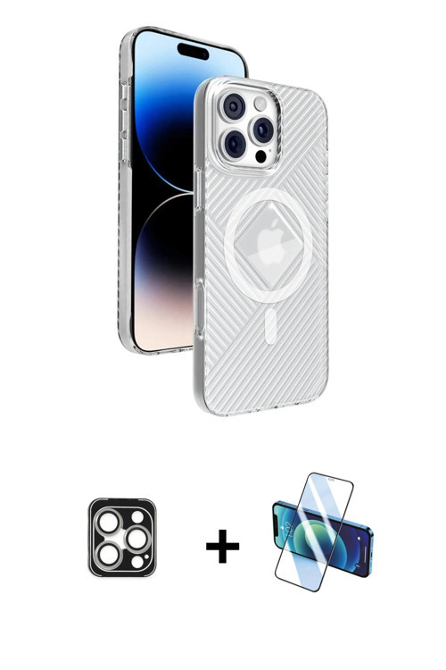 ieg™ iPhone 16 Pro Max Kılıf Nova Modern Prime - Siyah 3D Antistatik Seramik Nano Ekran Koruyucu + G