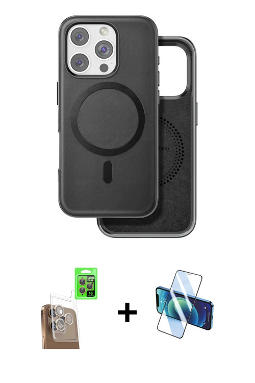 ieg™ iPhone 16 Pro Max Kılıf Pusula Işık Koleksiyonu - Siyah 3D Antistatik Seramik Nano Ekran Koruyu