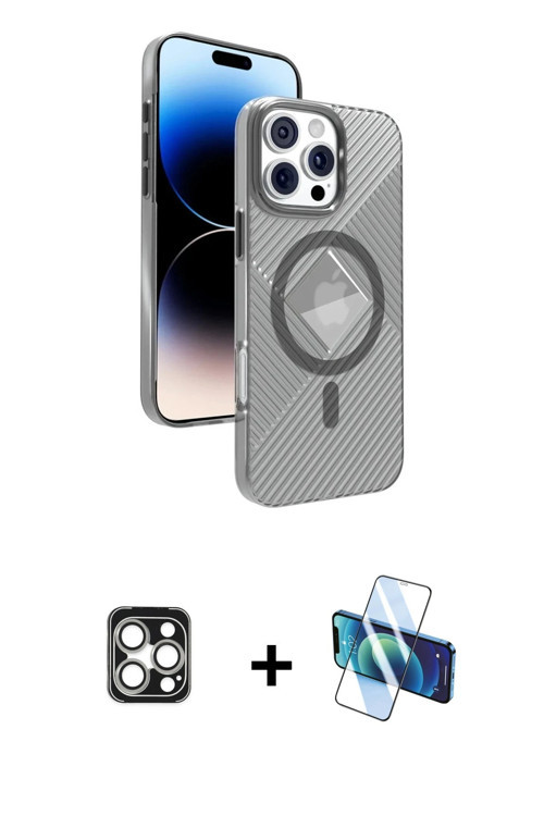 ieg™ iPhone 16 Pro Max Kılıf Nova Modern Prime - Siyah 3D Antistatik Seramik Nano Ekran Koruyucu + G