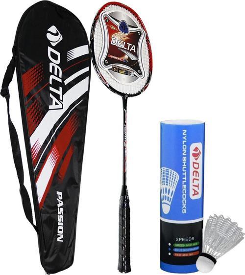 Fiberglass Tek Parça Badminton Raketi + Çantası + Orta Hız Sevenler İçin 6 Adet Badminton Topu