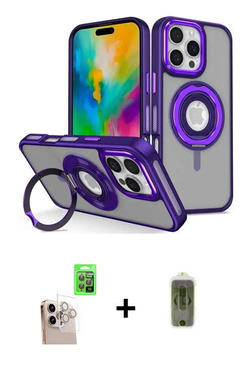 ieg™ iPhone 16 Pro Max Kılıf Nova Minimal Serisi - Siyah Joko Magic 5D Hayalet Cam + Natural Grey Ra