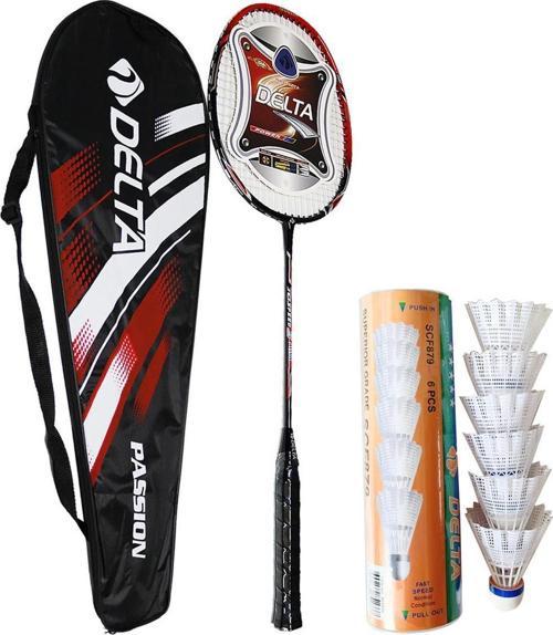 Fiberglass Tek Parça Badminton Raketi + Çantası + Yüksek Hız Sevenler İçin Altı Badminton Topu