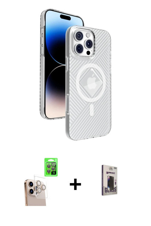ieg™ iPhone 16 Pro Max Kılıf Nova Modern Prime - Siyah Bilvis Hayalet Cam Ekran Koruyucu + Natural G