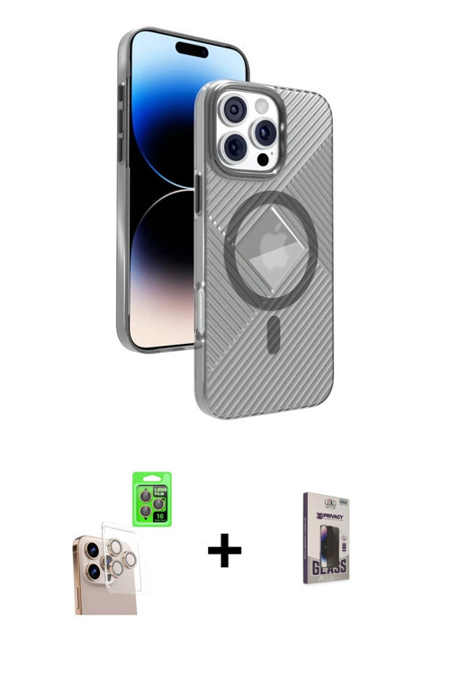 ieg™ iPhone 16 Pro Max Kılıf Nova Modern Prime - Siyah Bilvis Hayalet Cam Ekran Koruyucu + Natural G