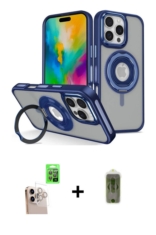 ieg™ iPhone 16 Pro Max Kılıf Nova Minimal Serisi - Siyah Joko Magic 5D Hayalet Cam + Natural Grey Ra