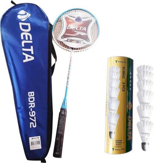 Tek Parça Deluxe Badminton Raketi + Çantası + Orta Hız Sevenler İçin 6 Adet Badminton Topu Set