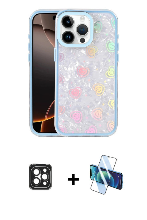 ieg™ iPhone 16 Pro Max Kılıf Odak Prime - Siyah 3D Antistatik Cam Ekran Koruyucu + Siyah PVD Metal K