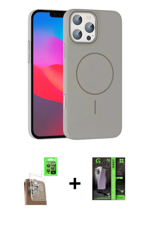 ieg™ iPhone 16 Pro Max Kılıf Siluet Doku Özel Seri - Şeffaf 360 Full Body Arka Koruyucu + Çöl Titany