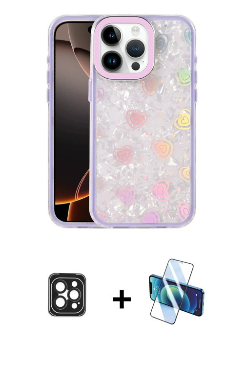 ieg™ iPhone 16 Pro Max Kılıf Odak Prime - Siyah 3D Antistatik Cam Ekran Koruyucu + Siyah PVD Metal K