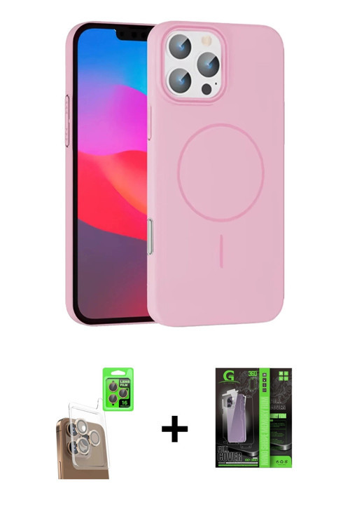 ieg™ iPhone 16 Pro Max Kılıf Siluet Doku Özel Seri - Şeffaf 360 Full Body Arka Koruyucu + Çöl Titany