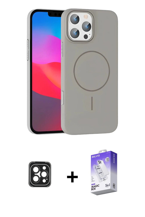ieg™ iPhone 16 Pro Max Kılıf Siluet Doku Özel Seri - Siyah Bilvis 5in1 3D Magic Cam Ekran Koruyucu +