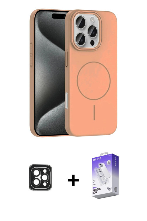 ieg™ iPhone 16 Pro Max Kılıf Siluet Doku Özel Seri - Siyah Bilvis 5in1 3D Magic Cam Ekran Koruyucu +