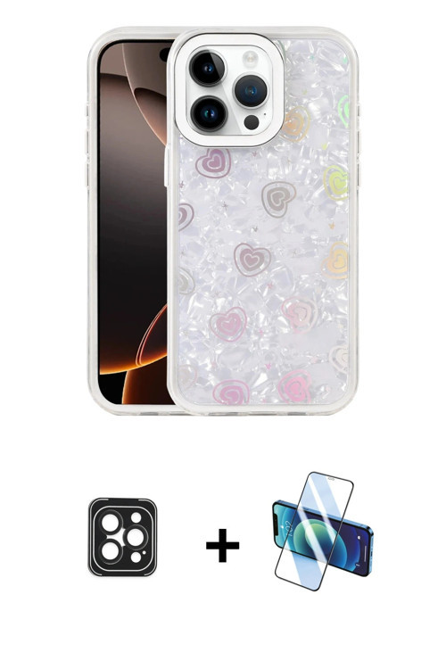 ieg™ iPhone 16 Pro Max Kılıf Odak Prime - Siyah 3D Antistatik Cam Ekran Koruyucu + Siyah PVD Metal K