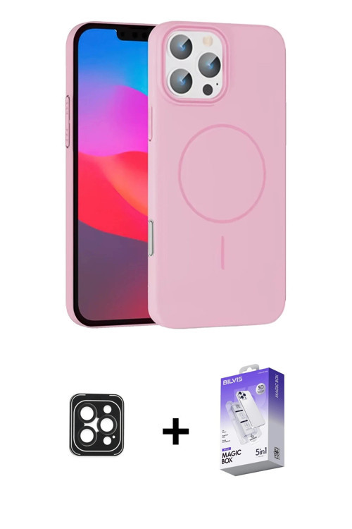 ieg™ iPhone 16 Pro Max Kılıf Siluet Doku Özel Seri - Siyah Bilvis 5in1 3D Magic Cam Ekran Koruyucu +
