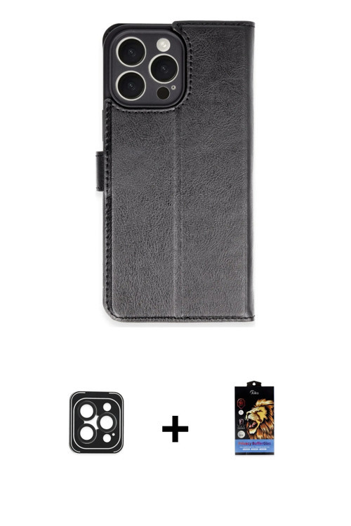 ieg™ iPhone 16 Pro Max Kılıf Siluet Işık Serisi - Siyah Buffer Hayalet Cam Ekran Koruyucu + Siyah PV