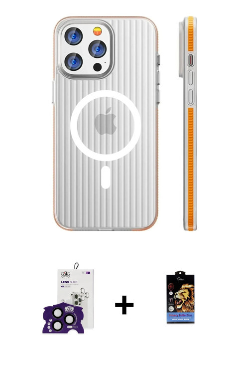 ieg™ iPhone 16 Pro Max Kılıf Pusula Minimal Koleksiyonu - Siyah Buffer Hayalet Cam Ekran Koruyucu +