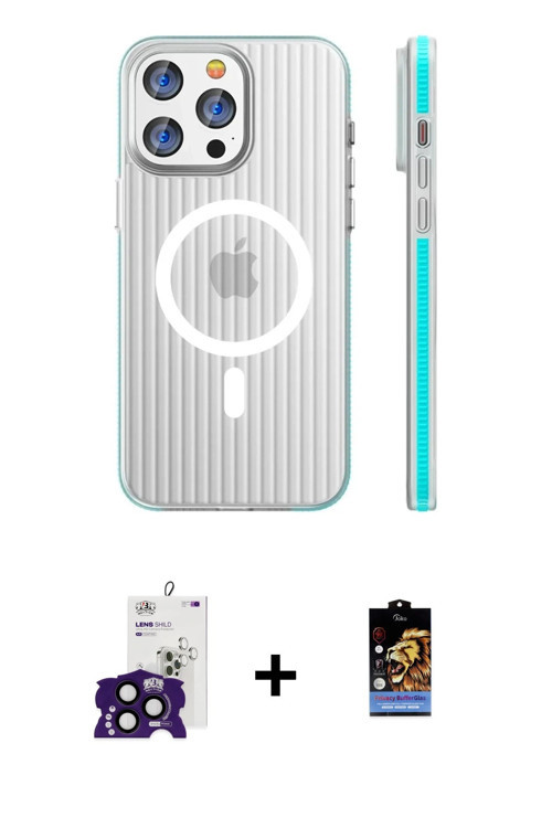 ieg™ iPhone 16 Pro Max Kılıf Pusula Minimal Koleksiyonu - Siyah Buffer Hayalet Cam Ekran Koruyucu +