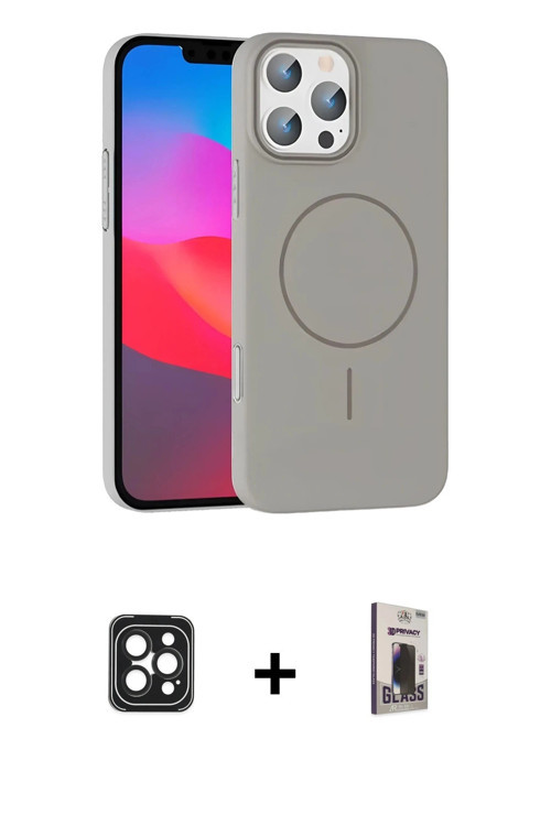 ieg™ iPhone 16 Pro Max Kılıf Siluet Doku Özel Seri - Siyah Bilvis Hayalet Cam Ekran Koruyucu + Siyah